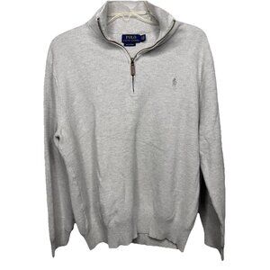 Polo Ralph Lauren Men's XL Gray 1/4 Zip Sweater Pullover Pima Cotton Long Sleeve